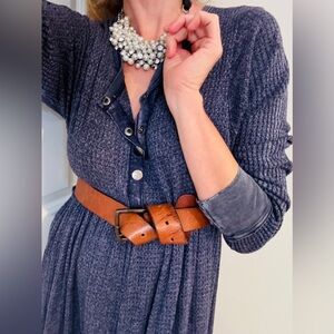 FREE PEOPLE - stone washed cozy boho Henley Dress